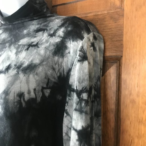 APRLL Black & Gray Tie-Dyed Mock Turtle Long Sleeve Tunic Large - Picture 7 of 13